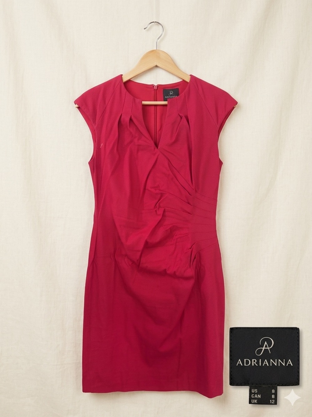Adrianna Papell Raspberry Cap-Sleeve Sheath Dress